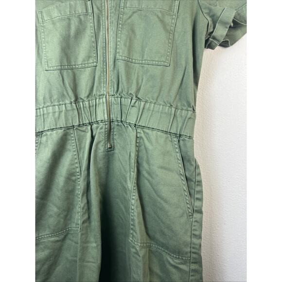 J. Crew womens 8 jumper zip front romper military utility green chino Y2K - Picture 5 of 11